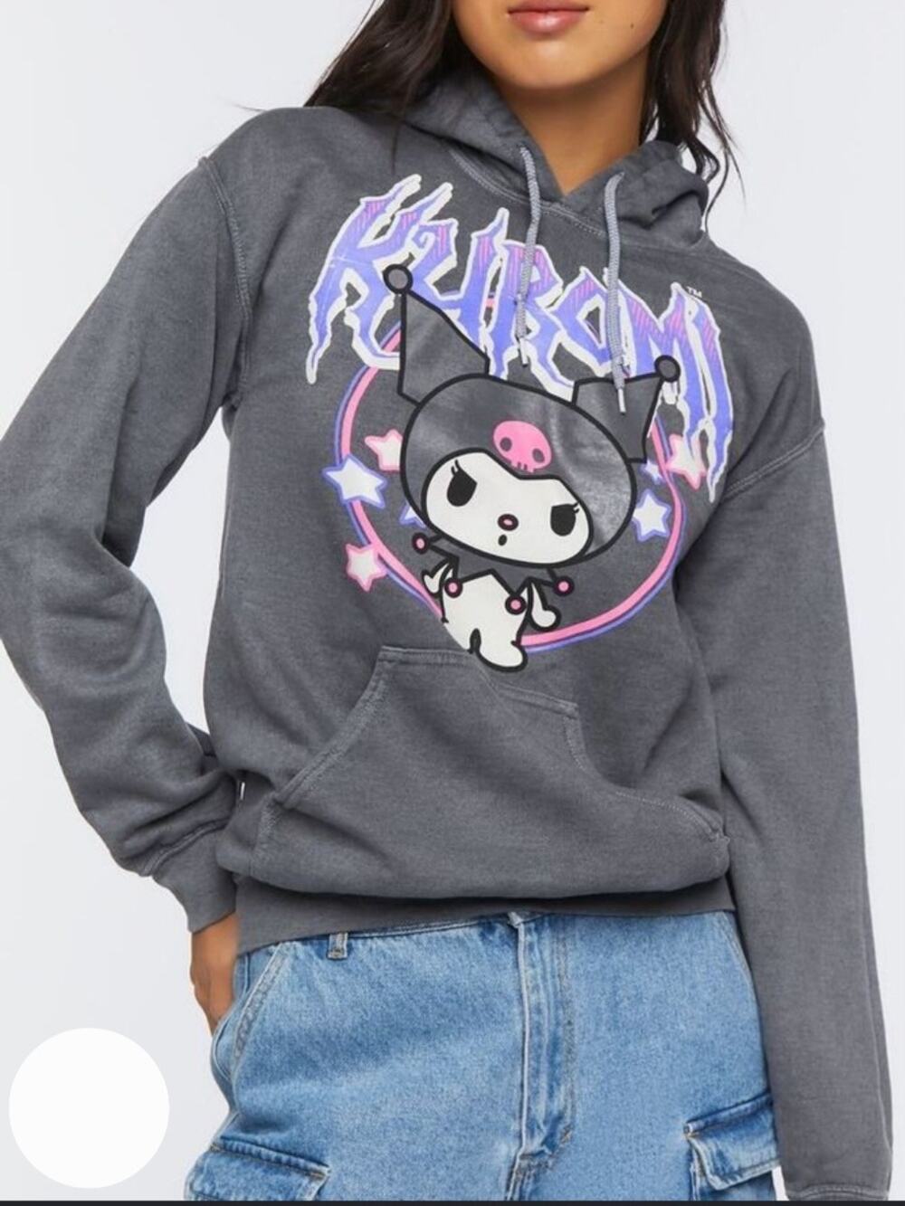 Kuromi by Sanrio Gray Mischievous Heavy Metal Kuromi Graphic Hoodie Women's S